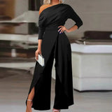 Women's One-Shoulder Wide-Leg Linen Jumpsuit