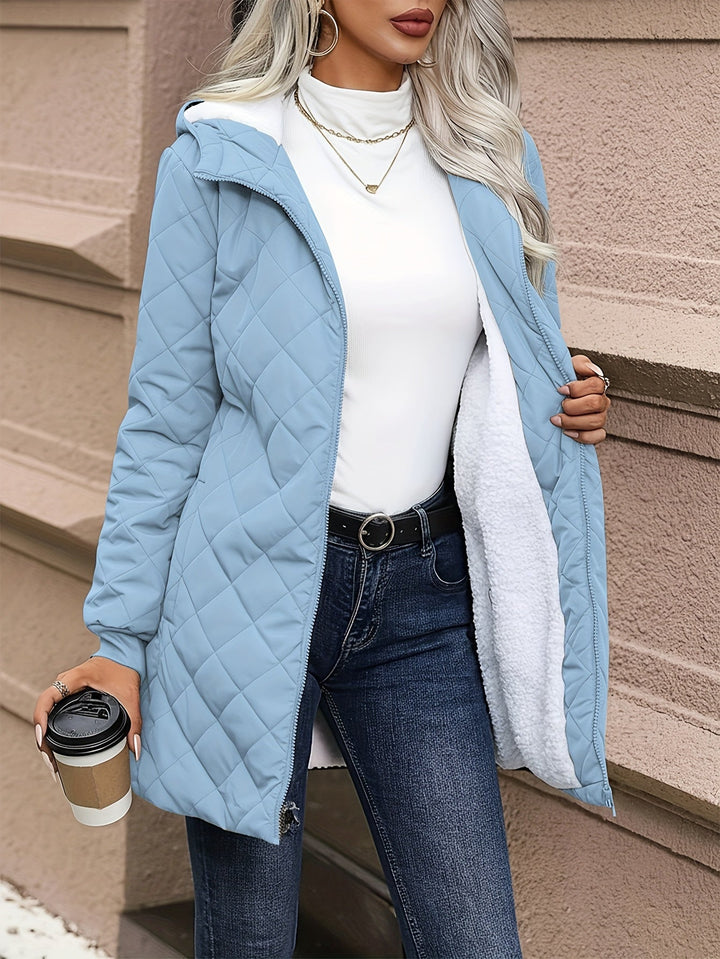 Women's Quilted Fleece Lined Hooded Jacket