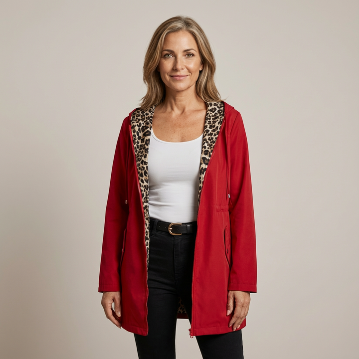Women's Fleece Reversible Leopard Print Hooded Jacket