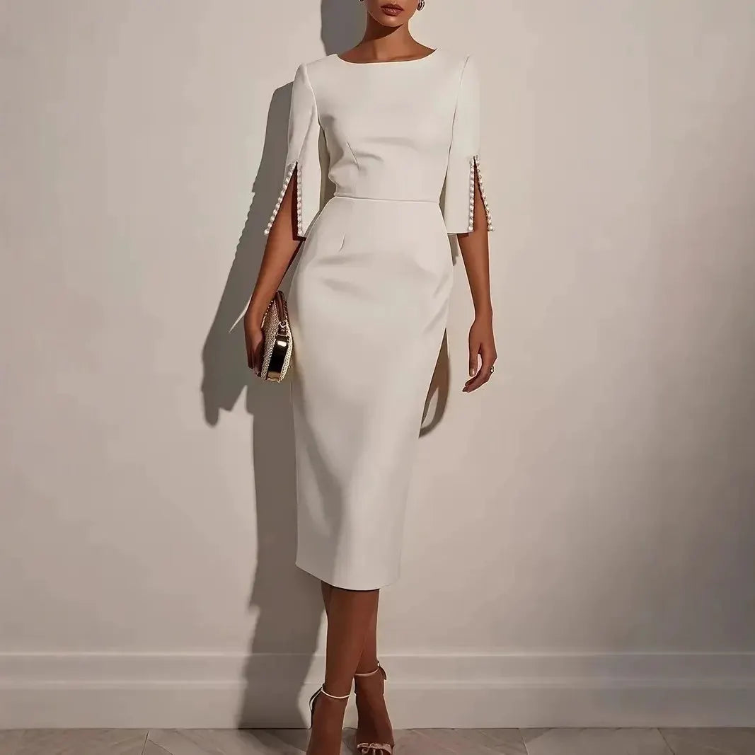Women's Bodycon Elegant Formal Party Satin Pencil Midi Dress