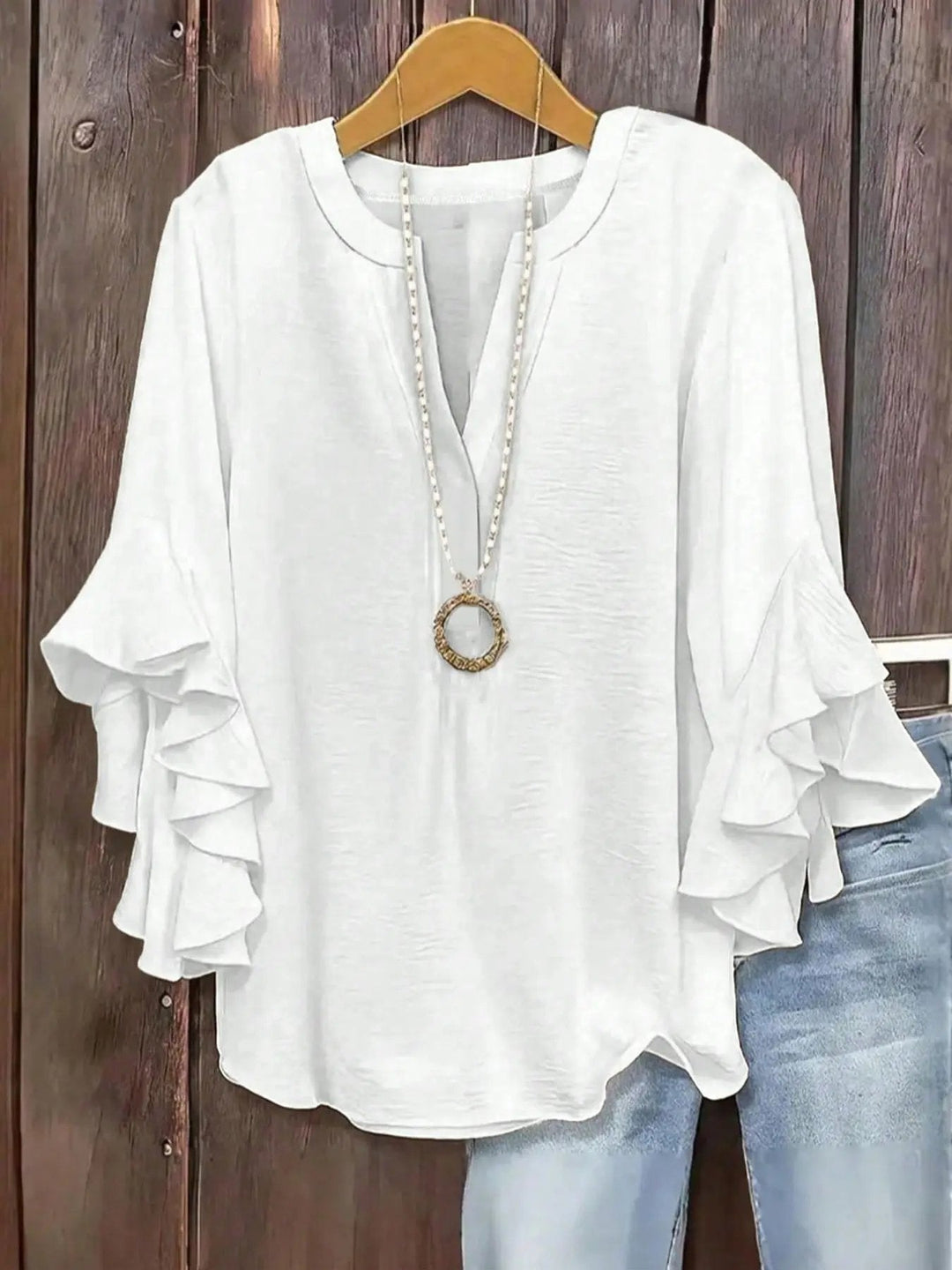 Women's Rayon Blend Short Sleeve V-Neck Casual Blouse