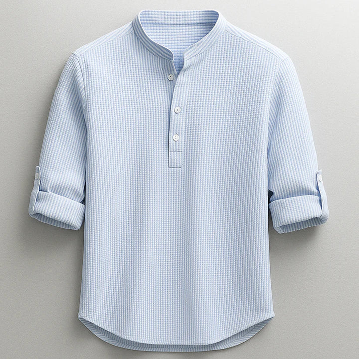 Men's Knit Blend Textured Long Sleeve Henley Shirt