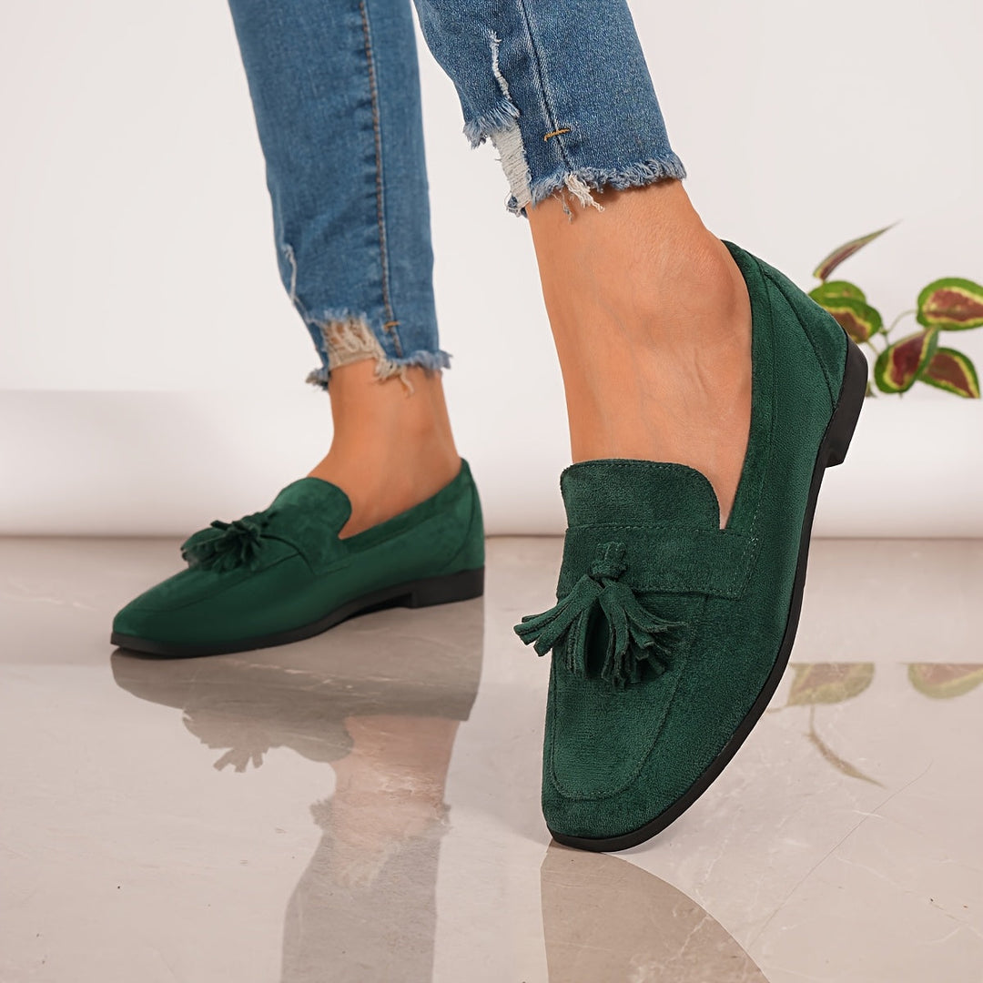Women's Suede Tassel Loafers Slip On Shoes