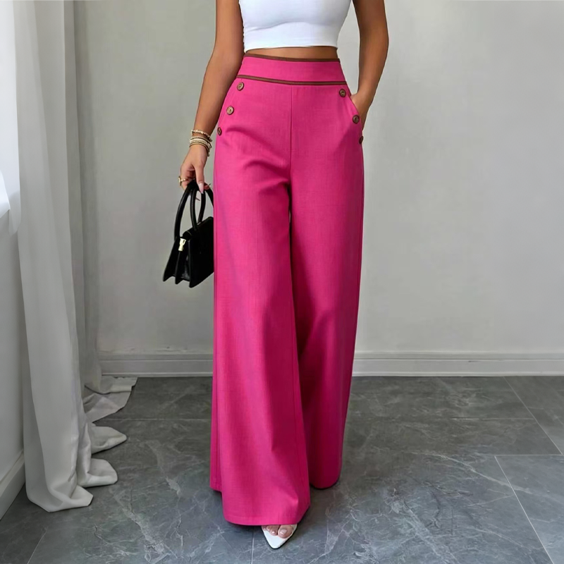 Women's Rayon Blend High Rise Wide Leg Sailor Trousers
