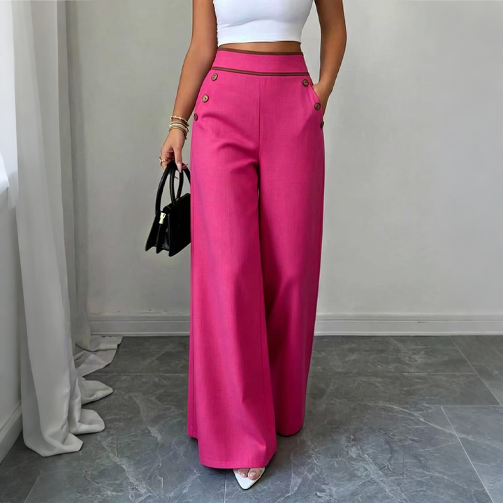 Women's Rayon Blend High Rise Wide Leg Sailor Trousers