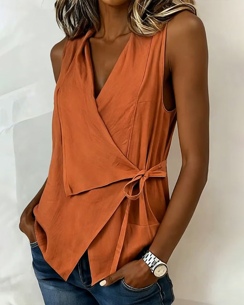 Women's Linen Wrap Top Vest