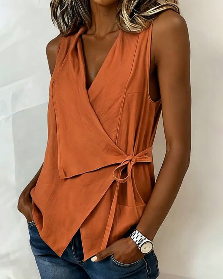 Women's Linen Wrap Top Vest