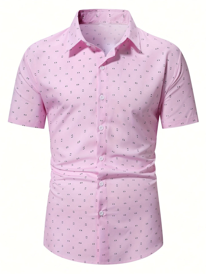 Men's Printed Linen Short-Sleeve Button-Down Shirt