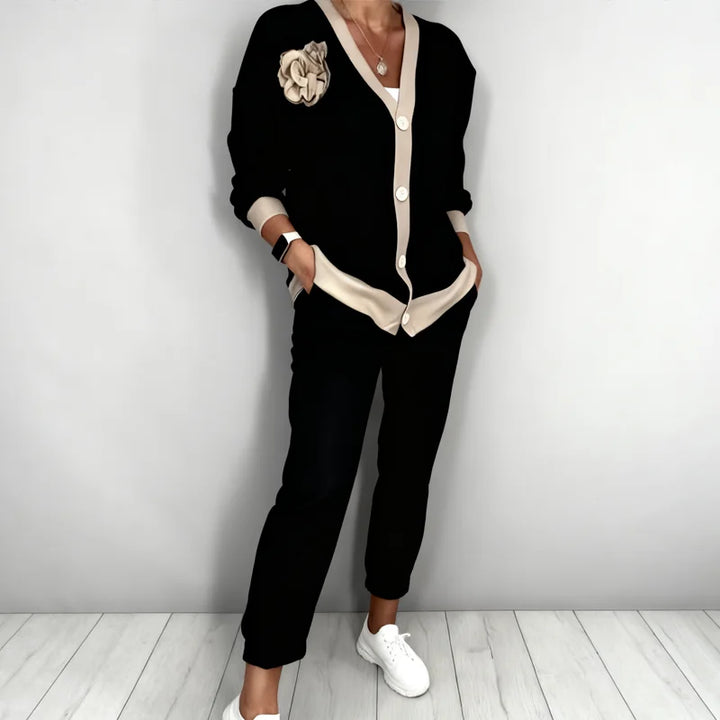 Women's Knit Button-Up Cardigan and Lounge Set