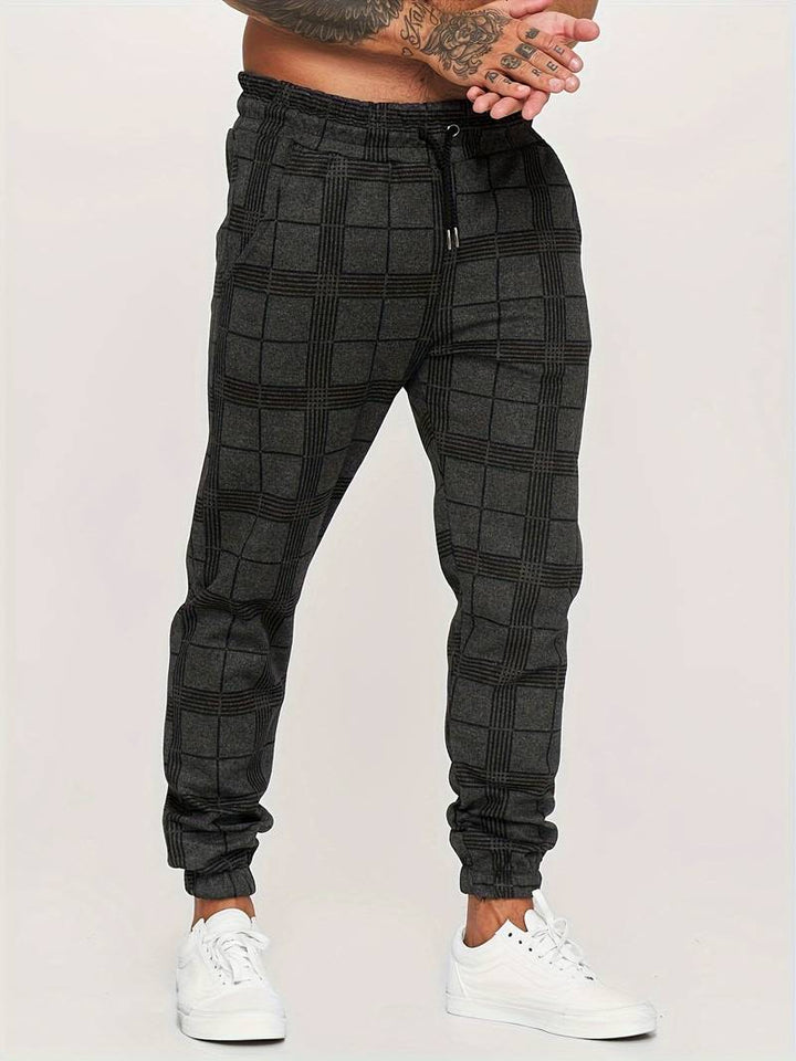 Men's Fleece Joggers Plaid Checkered Sweatpants