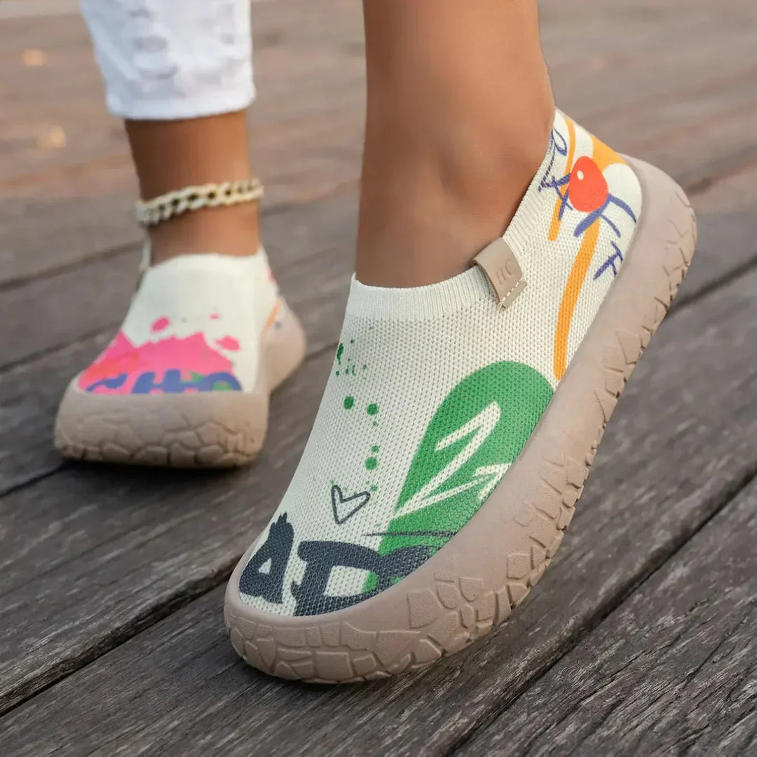 Women’s Knit Printed Orthopedic Slip-On Walking Sneakers