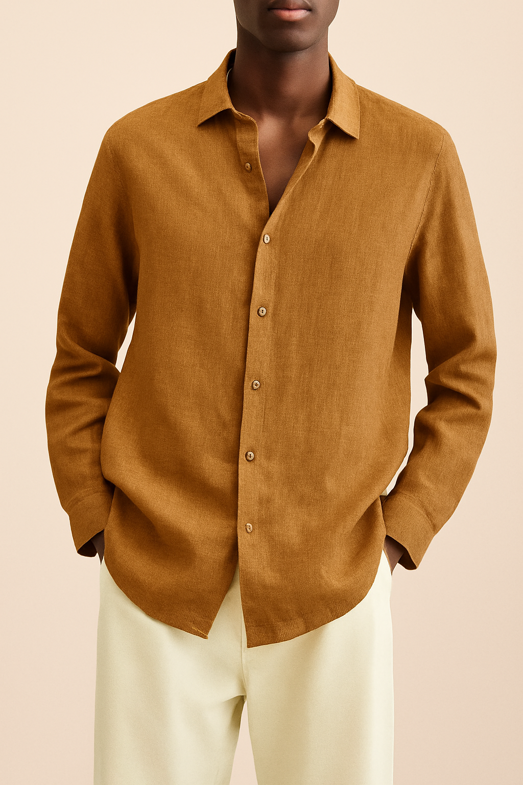 Men's Cotton Long Sleeve Shirt Summer Casual Breathable Top