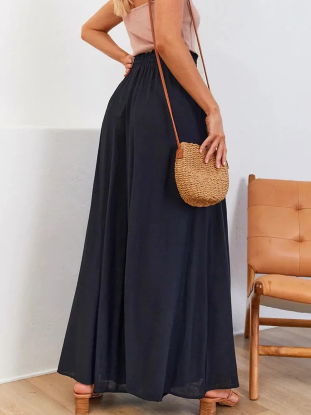 Women's Linen Wide Leg Trousers High Waisted Palazzo Pants