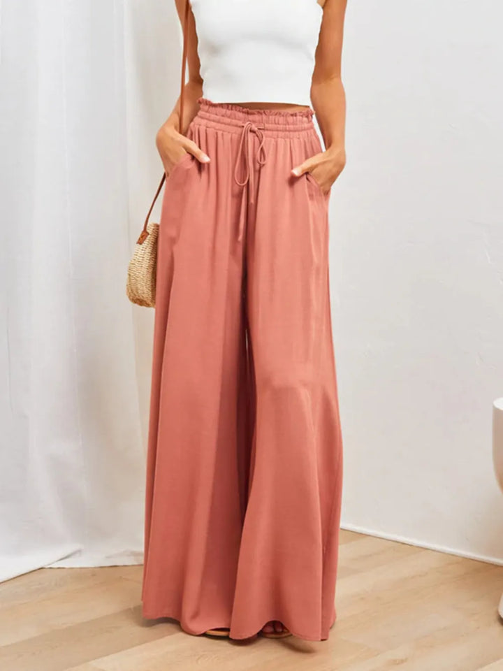 Women's Linen Wide Leg Trousers High Waisted Palazzo Pants