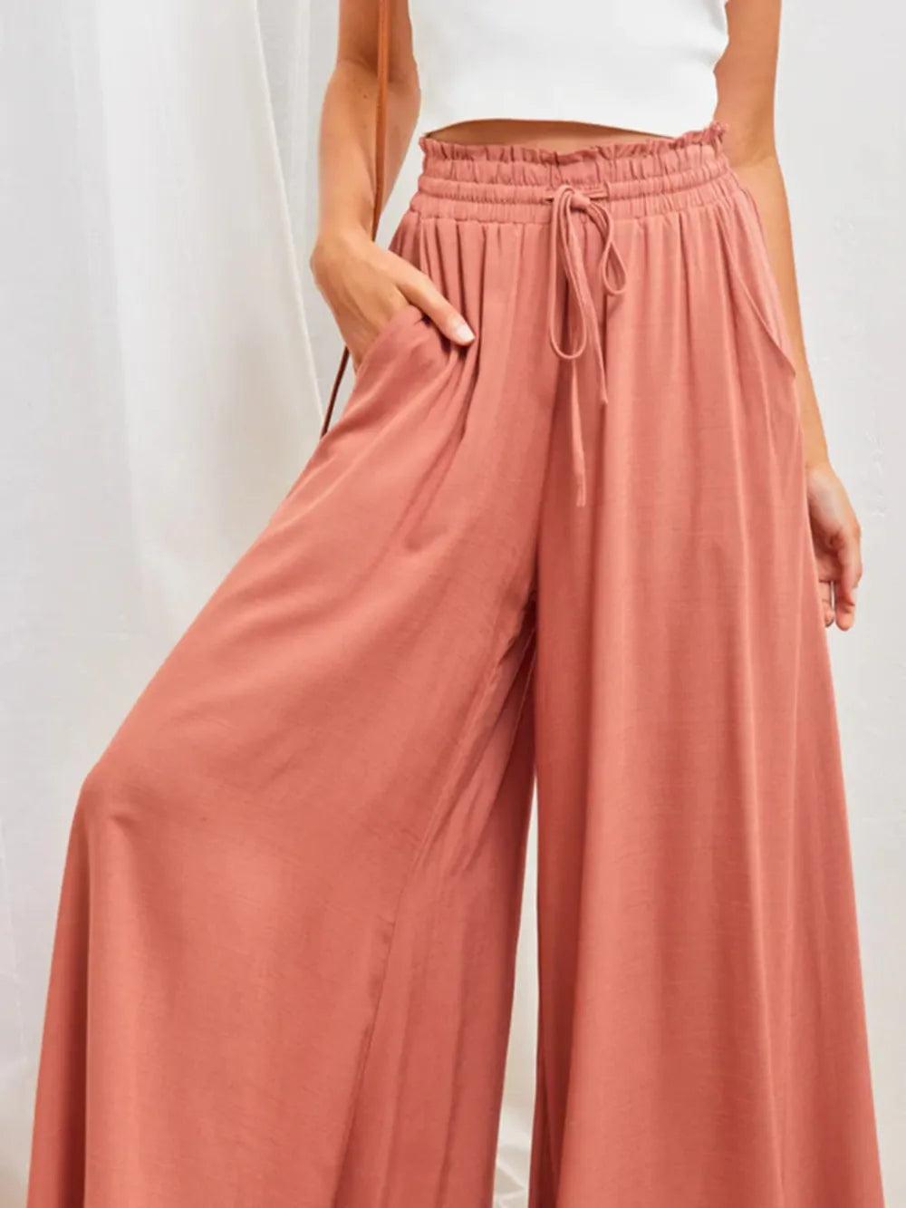 Women's Linen Wide Leg Trousers High Waisted Palazzo Pants