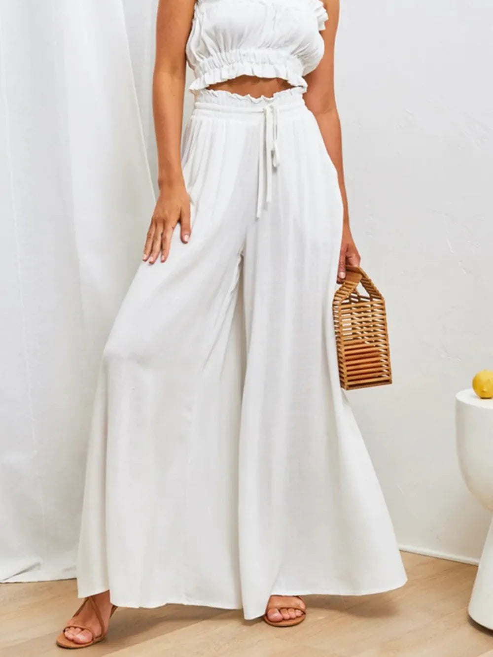Women's Linen Wide Leg Trousers High Waisted Palazzo Pants