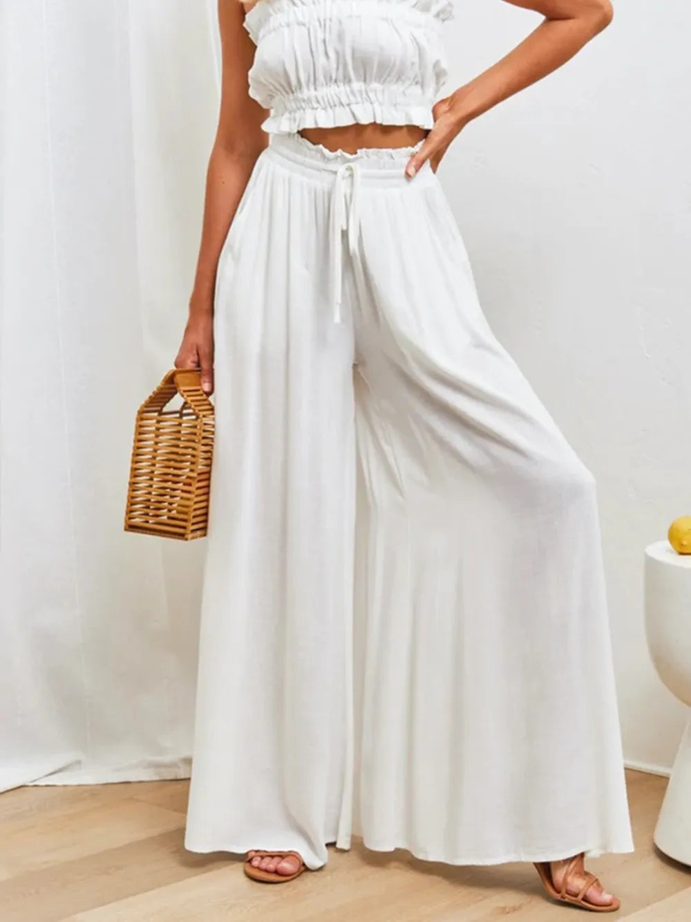 Women's Linen Wide Leg Trousers High Waisted Palazzo Pants