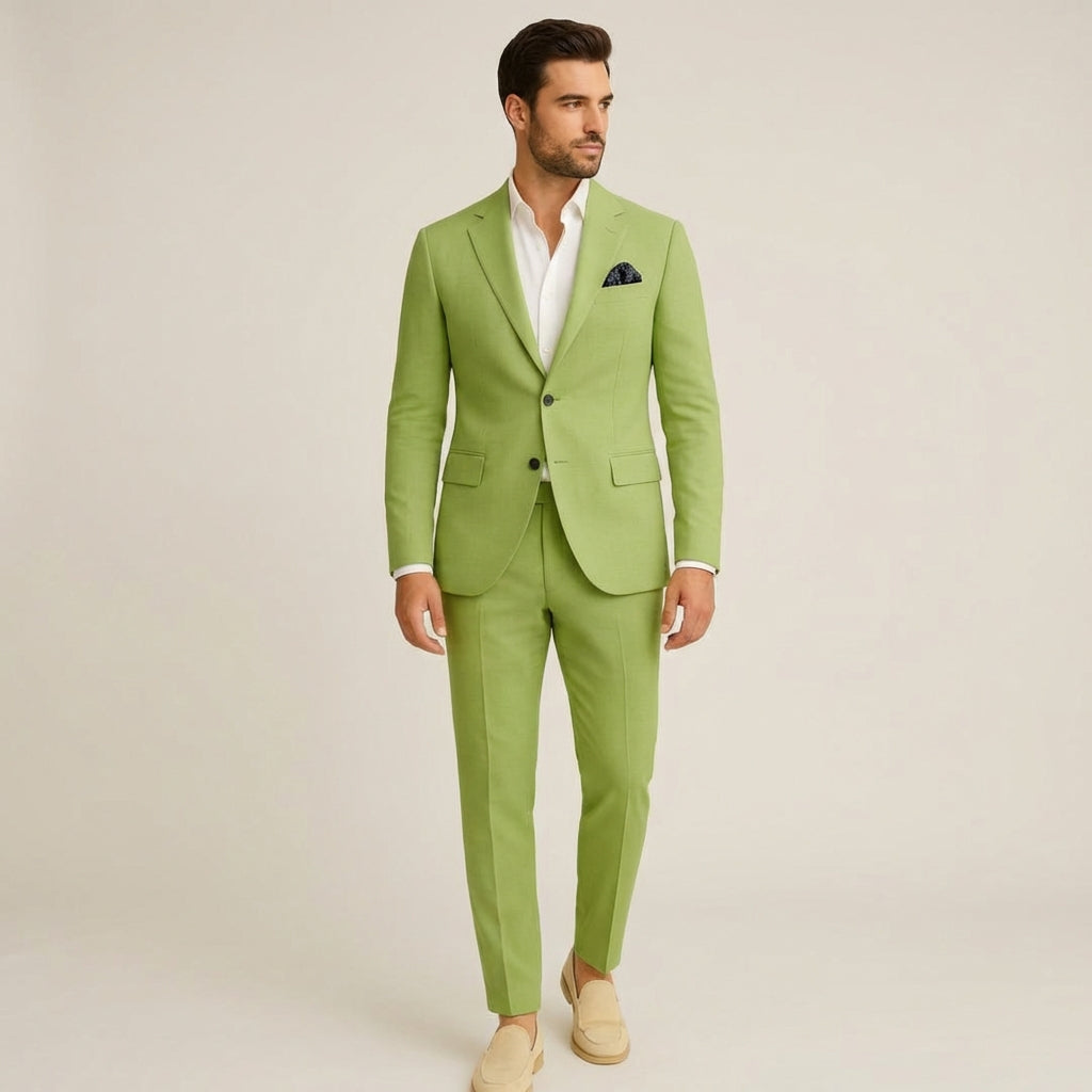 Men's Linen Blend Slim Fit Suit 2-Piece Set