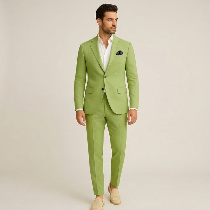 Men's Linen Blend Slim Fit Suit 2-Piece Set