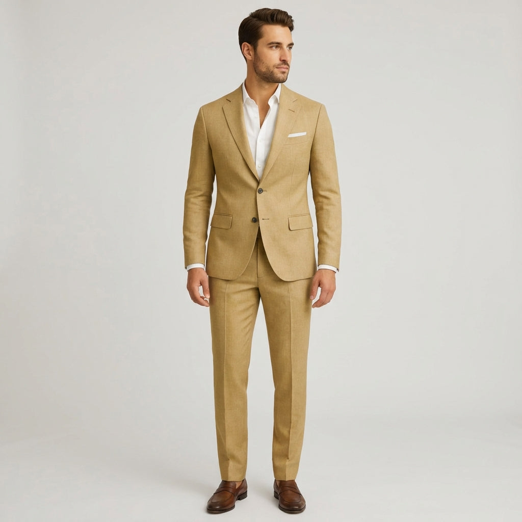 Men's Linen Blend Slim Fit Suit 2-Piece Set