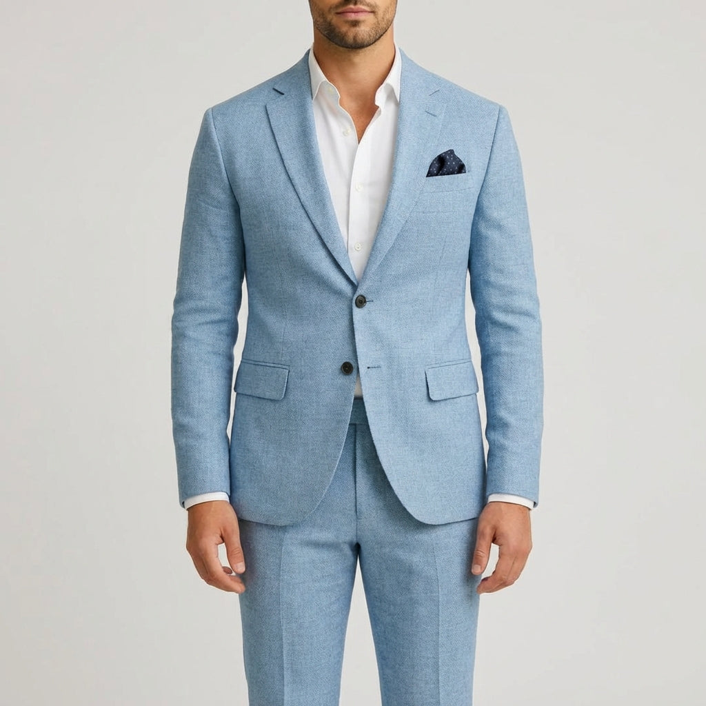 Men's Linen Tailored Slim Fit Two Piece Suit