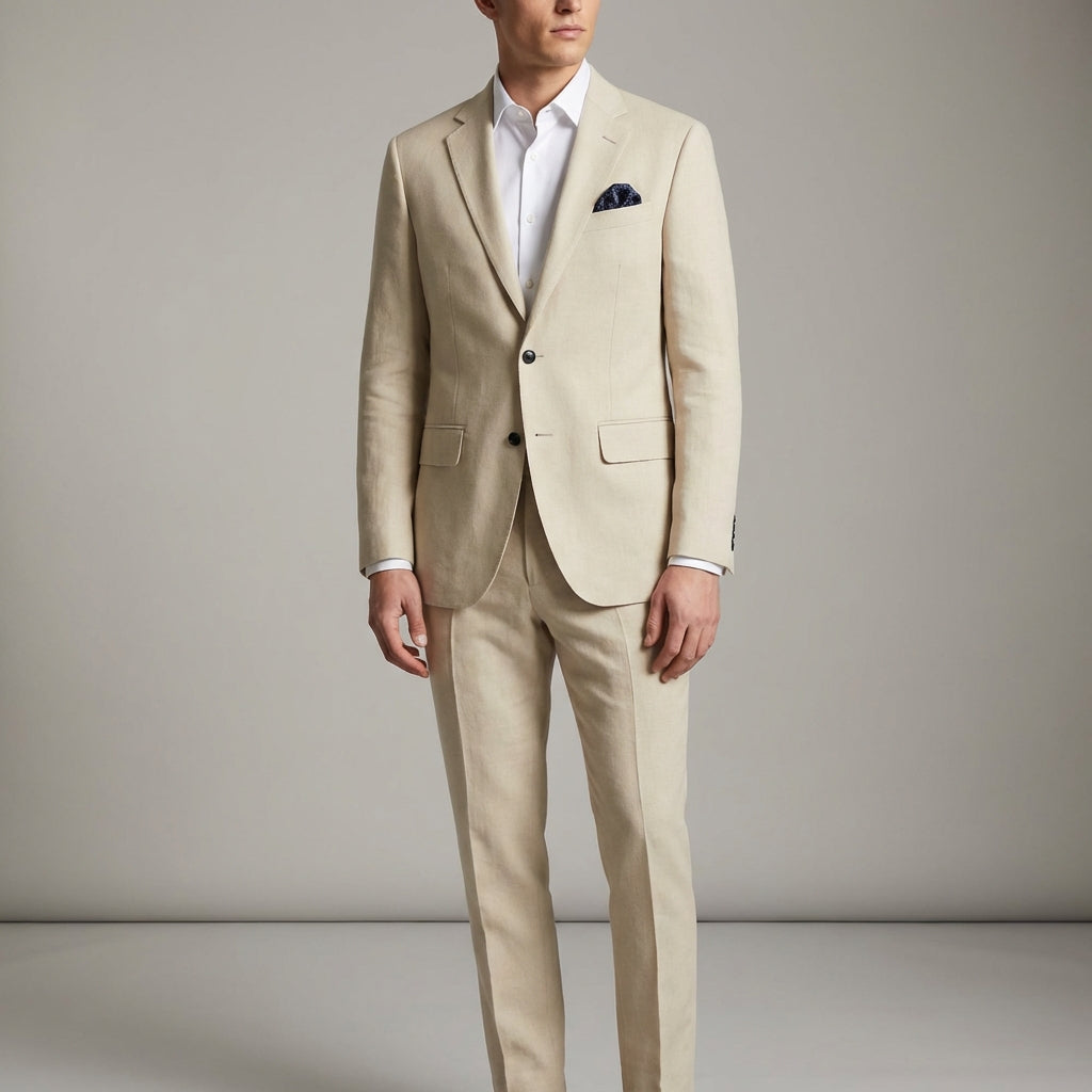Men's Linen Tailored Slim Fit Two Piece Suit