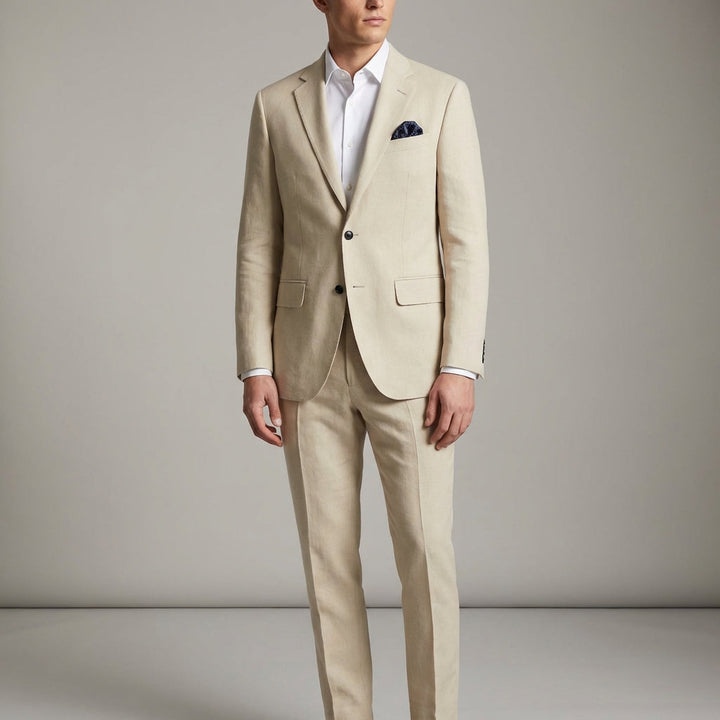 Men's Linen Blend Slim Fit Suit 2-Piece Set