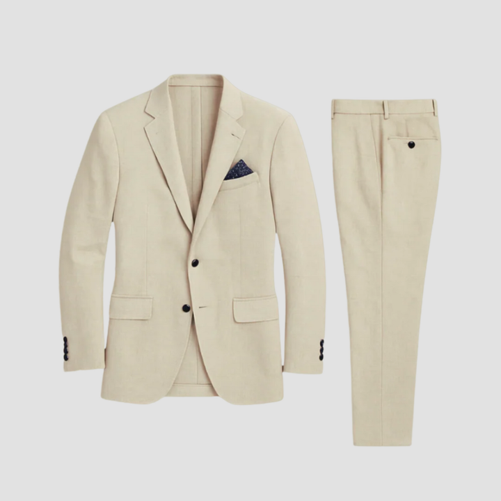 Men's Linen Blend Slim Fit Suit 2-Piece Set