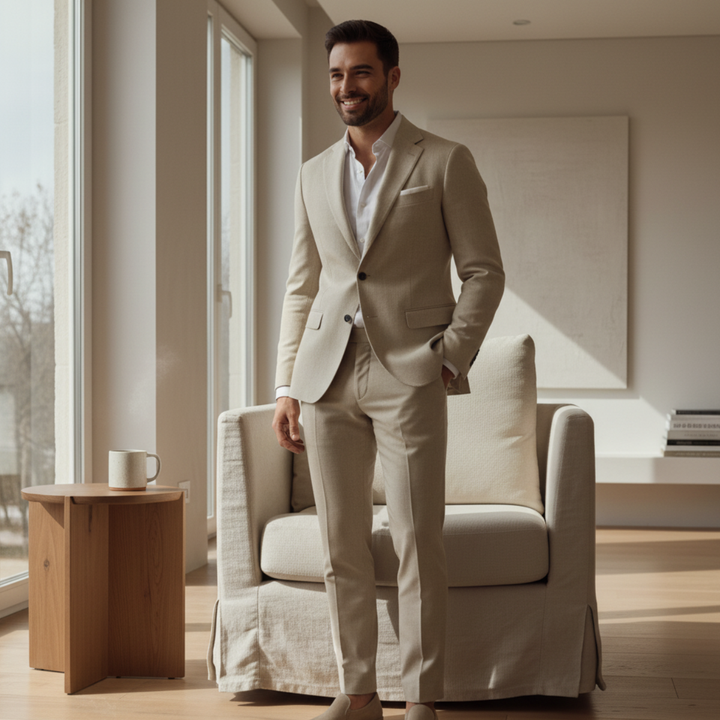 Men's Linen Tailored Slim Fit Two Piece Suit