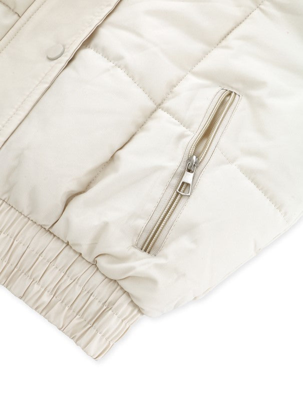Women’s Fleece-Lined Quilted Puffer Jacket with Fur Hood