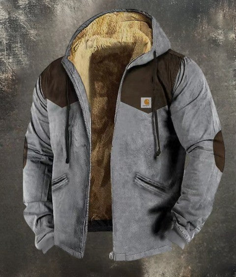 Men's Fleece Hooded Jacket Heavyweight Zip Up Coat