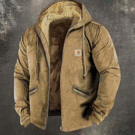 Men's Fleece Hooded Jacket Heavyweight Zip Up Coat