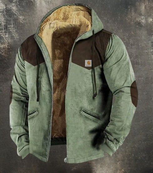 Men's Fleece Hooded Jacket Heavyweight Zip Up Coat