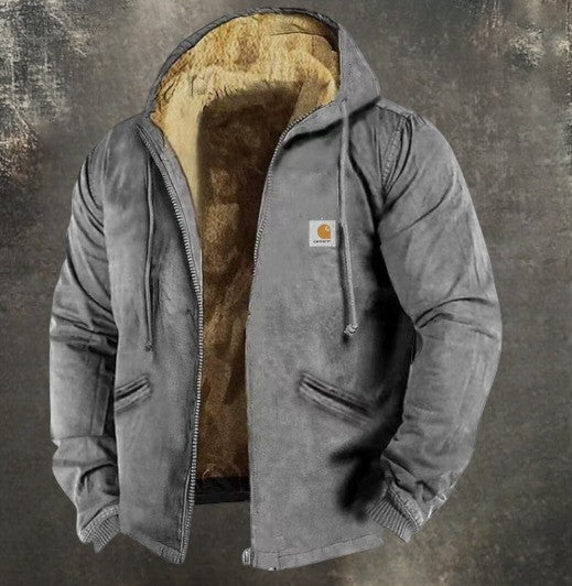 Men's Fleece Hooded Jacket Heavyweight Zip Up Coat