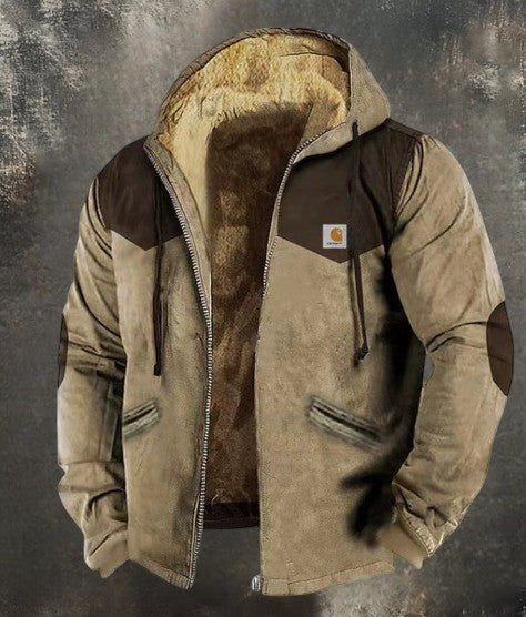 Men's Fleece Hooded Jacket Heavyweight Zip Up Coat