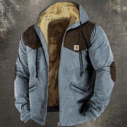 Men's Fleece Hooded Jacket Heavyweight Zip Up Coat