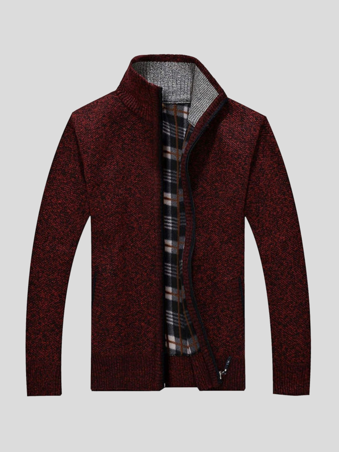 Men’s Fleece-Lined Flannel Zip-Up Sweater Jacket