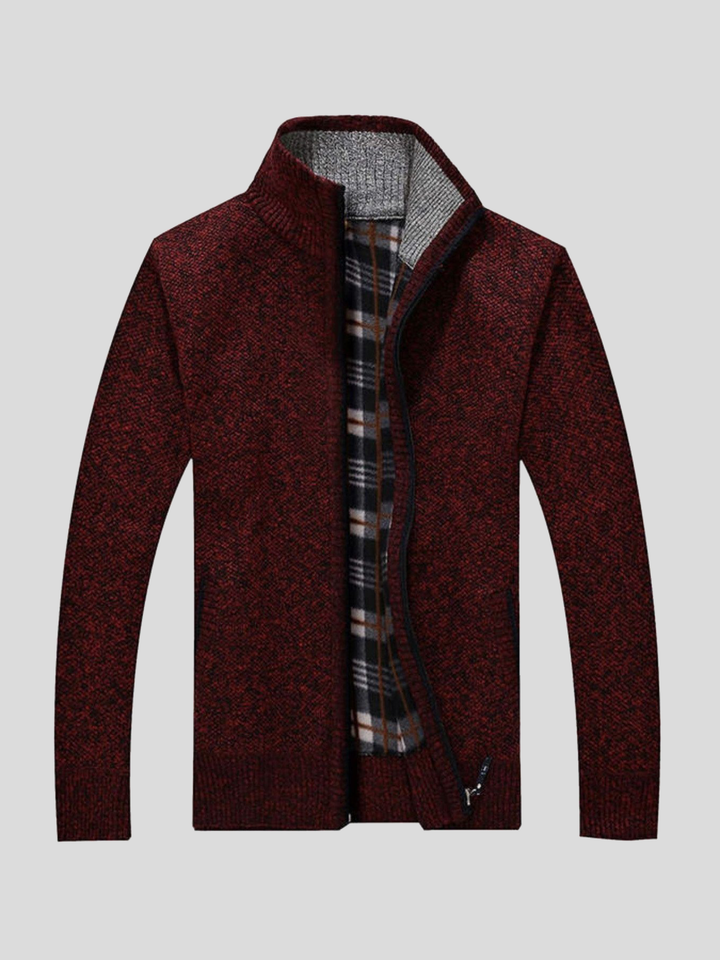 Men’s Fleece-Lined Flannel Zip-Up Sweater Jacket