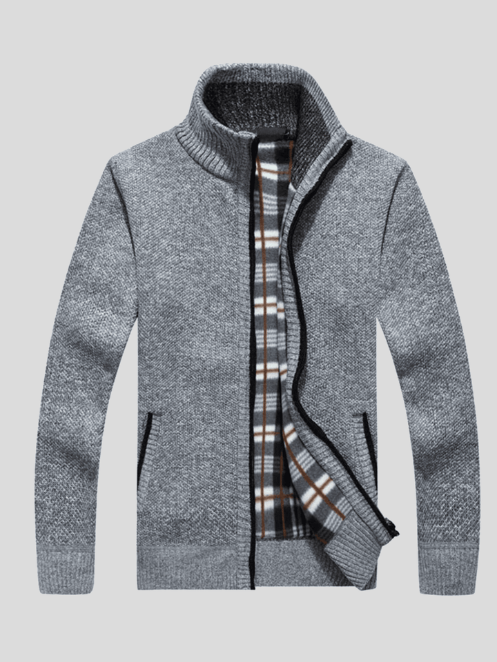 Men’s Fleece-Lined Flannel Zip-Up Sweater Jacket