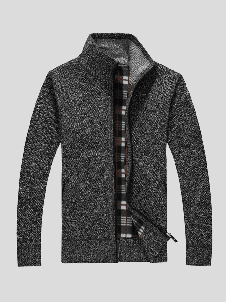 Men’s Fleece-Lined Flannel Zip-Up Sweater Jacket