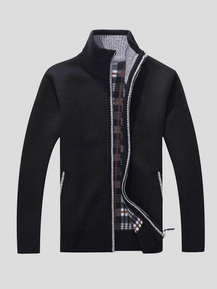 Men’s Fleece-Lined Flannel Zip-Up Sweater Jacket