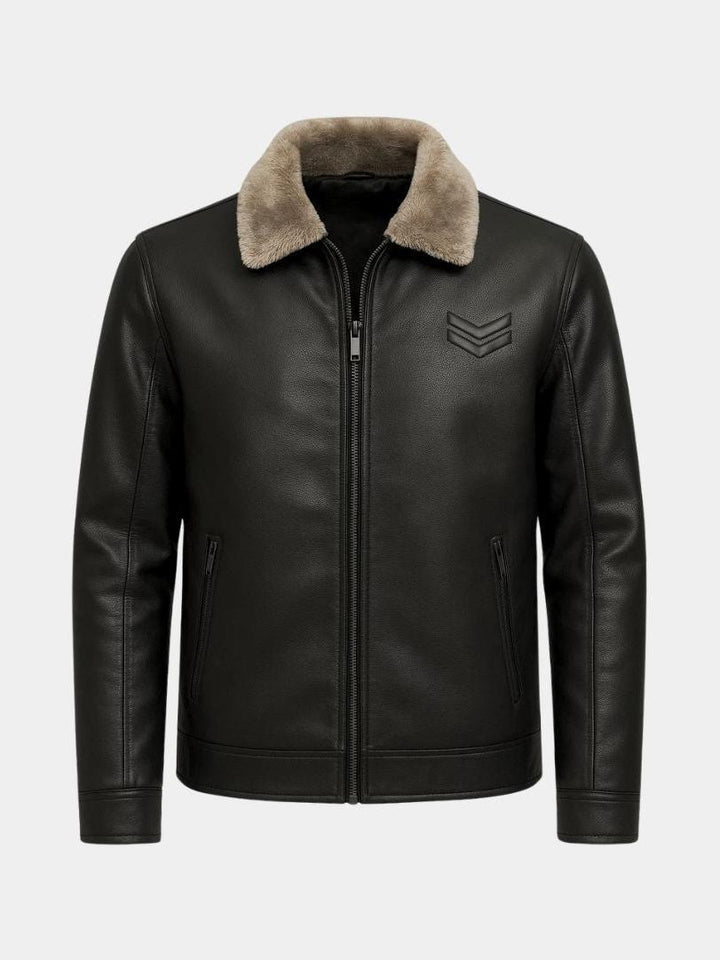 Men’s Leather-Collar Casual Zip-Front Vest Jacket
