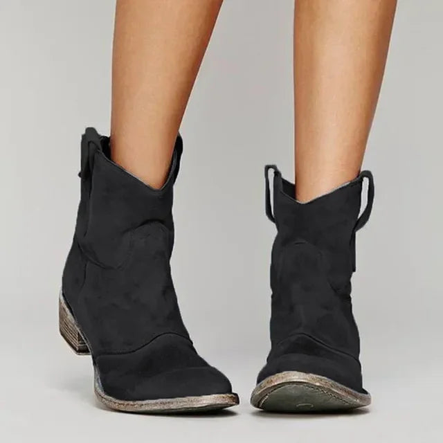 Women's Faux Suede Western Ankle Boots