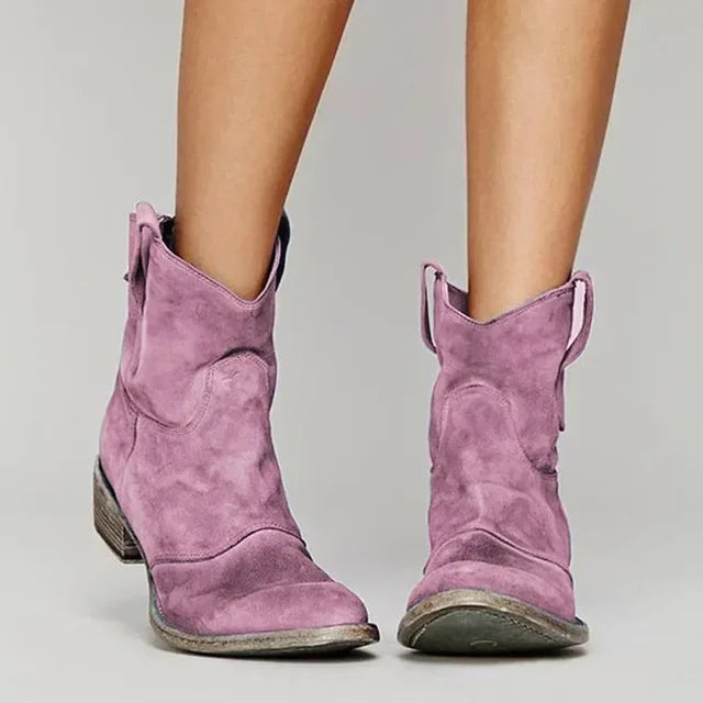 Women's Faux Suede Western Ankle Boots