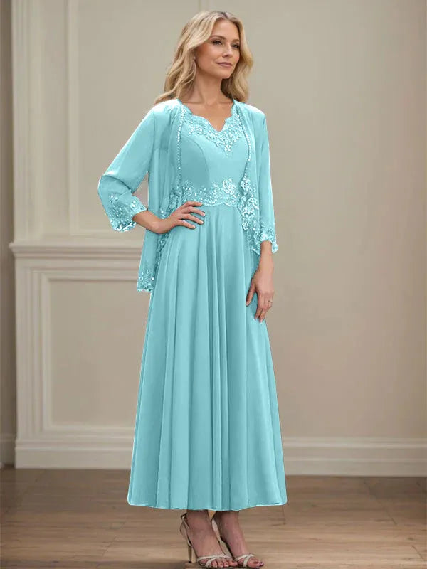 Women's Chiffon Evening Dress with Jacket