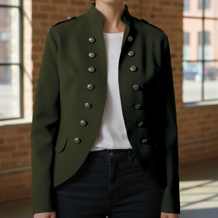 Women's Military Blazer Wool Slim Fit Tailored Officer Jacket