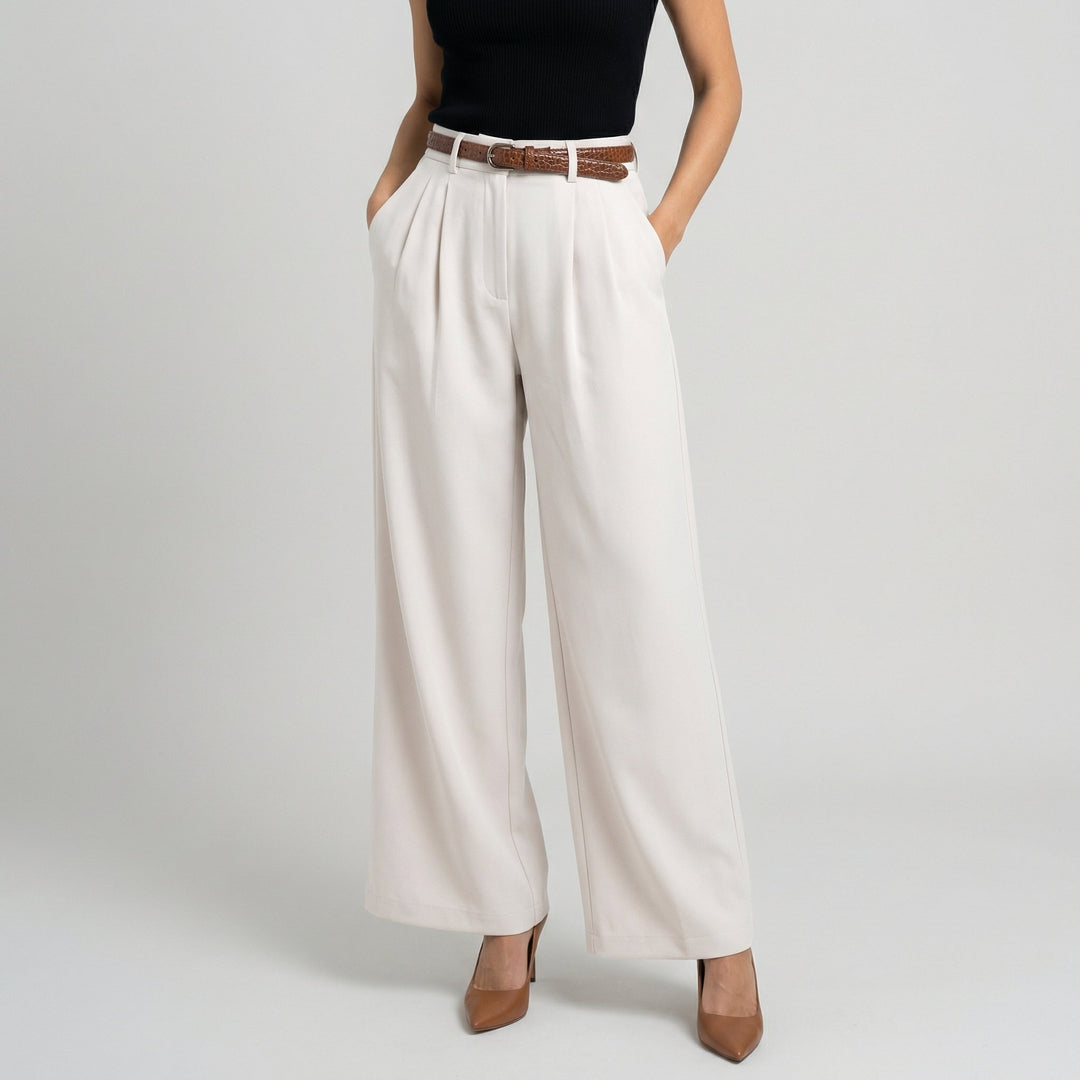 Women's High Waisted Wide Leg Linen Trousers