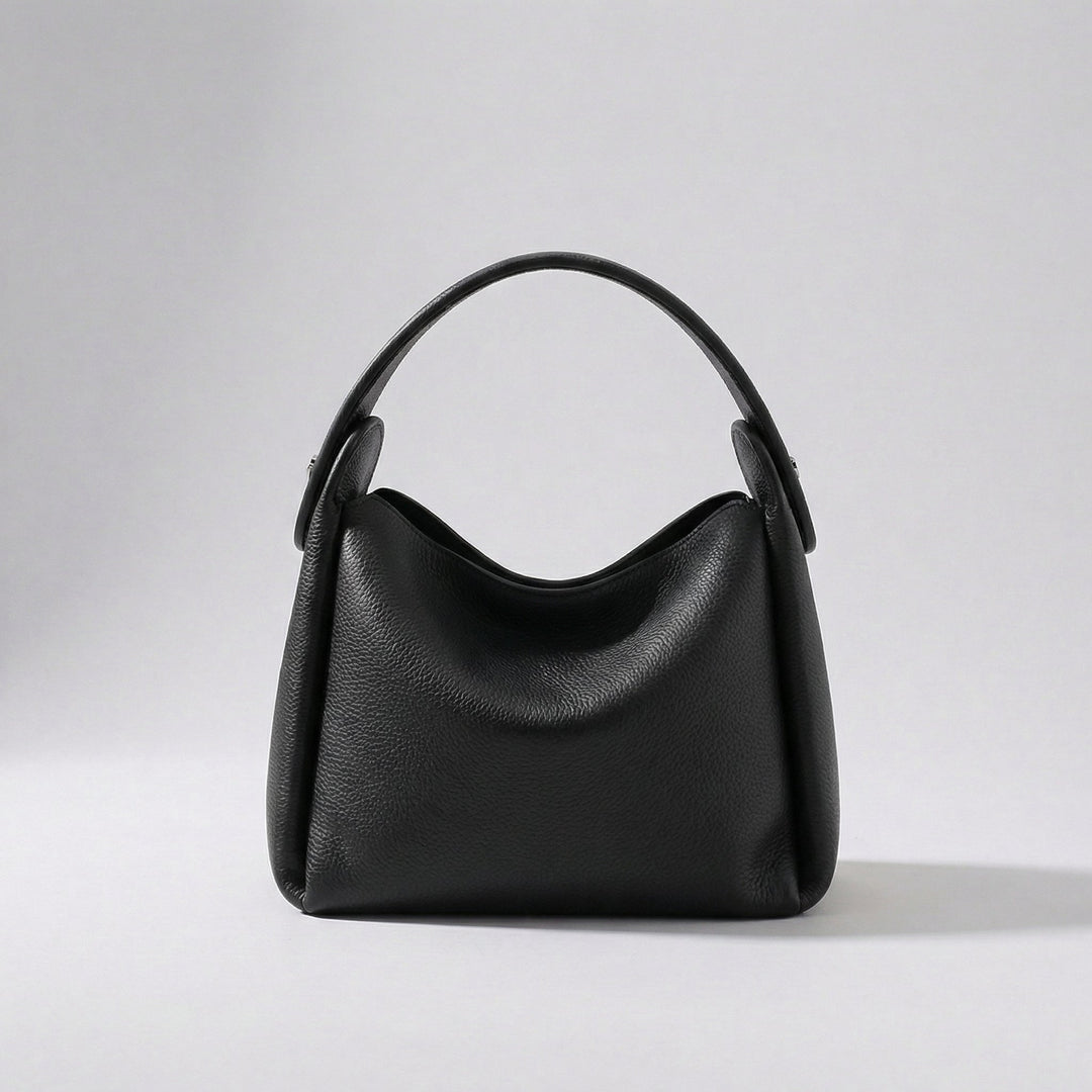Women's Leather Shoulder Bag – Curved Handle Structured Tote