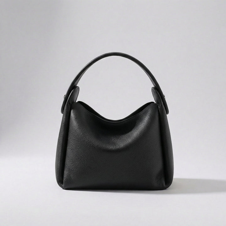 Women's Leather Shoulder Bag – Curved Handle Structured Tote