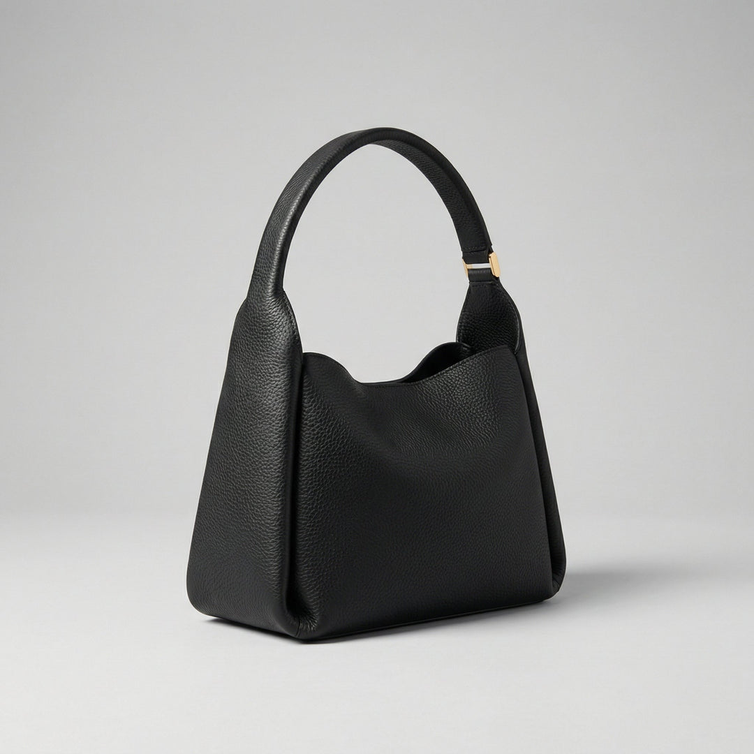 Women's Leather Shoulder Bag – Curved Handle Structured Tote
